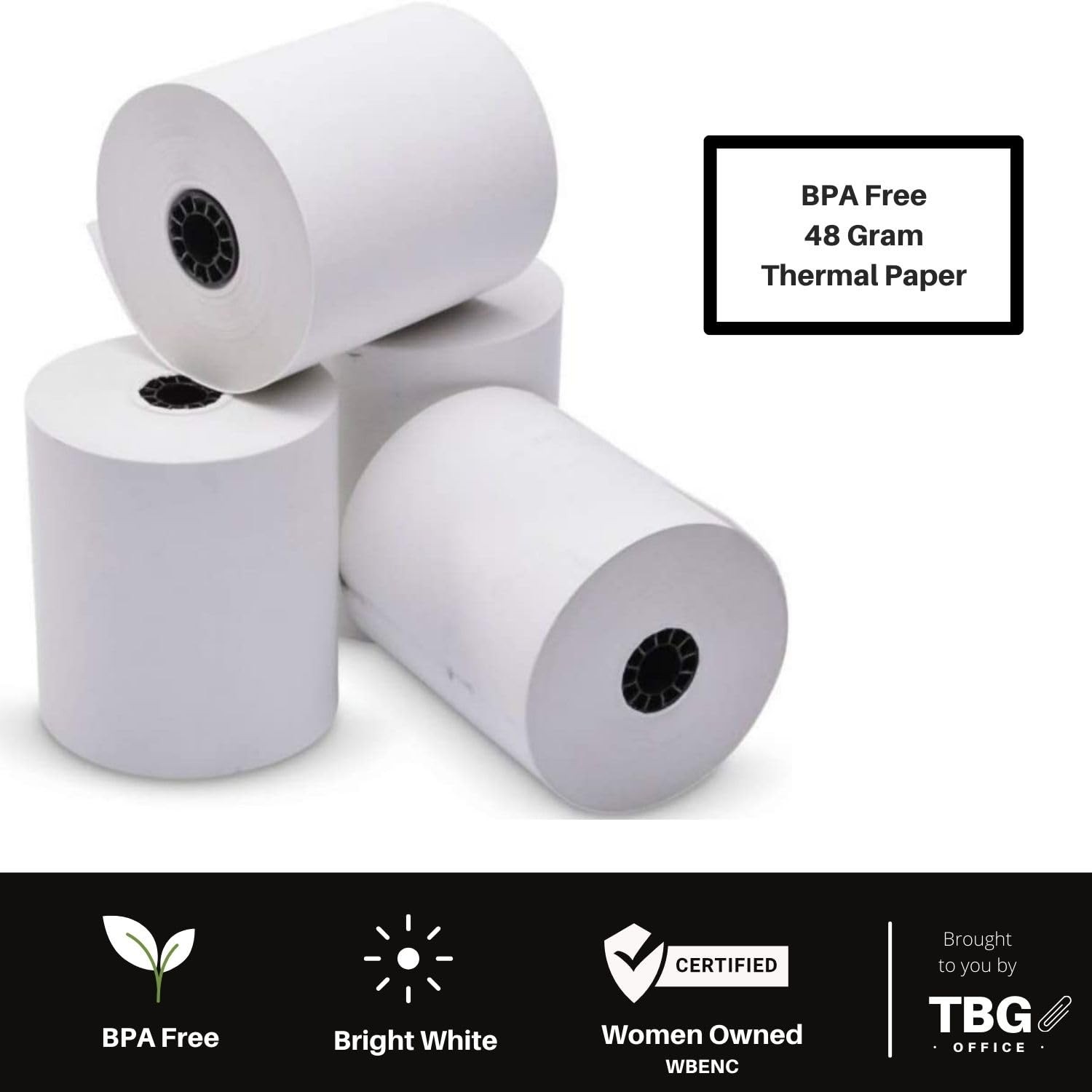 3 1/8” x 230′ Thermal Paper Rolls – BPA FREE – MADE 1 Case – 30 Rolls, White