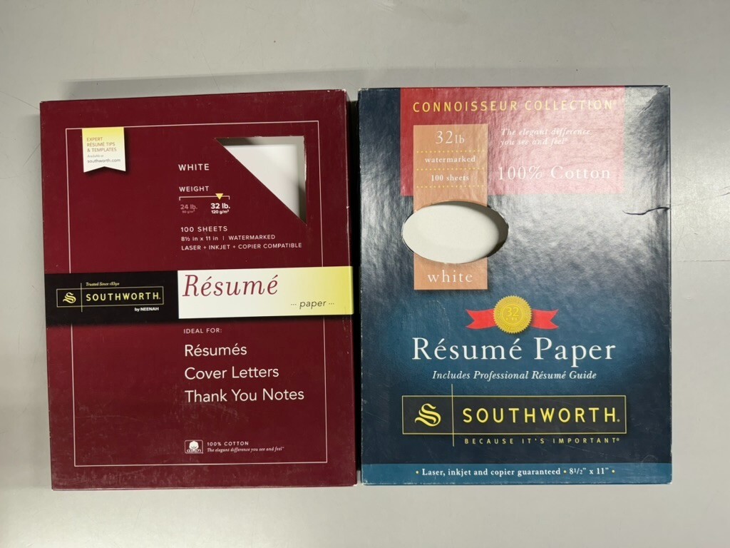 Set of 2 – Southworth Connoisseur Collection Resume Paper White – 48 + 16 Sheets