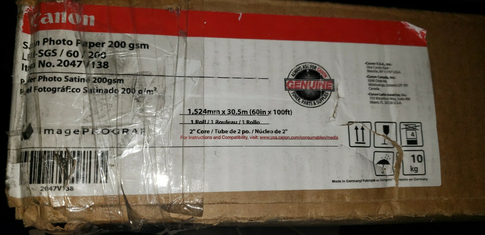 Canon Satin Photographic Paper (200GSM} – 60″ x 100′ 2047v138