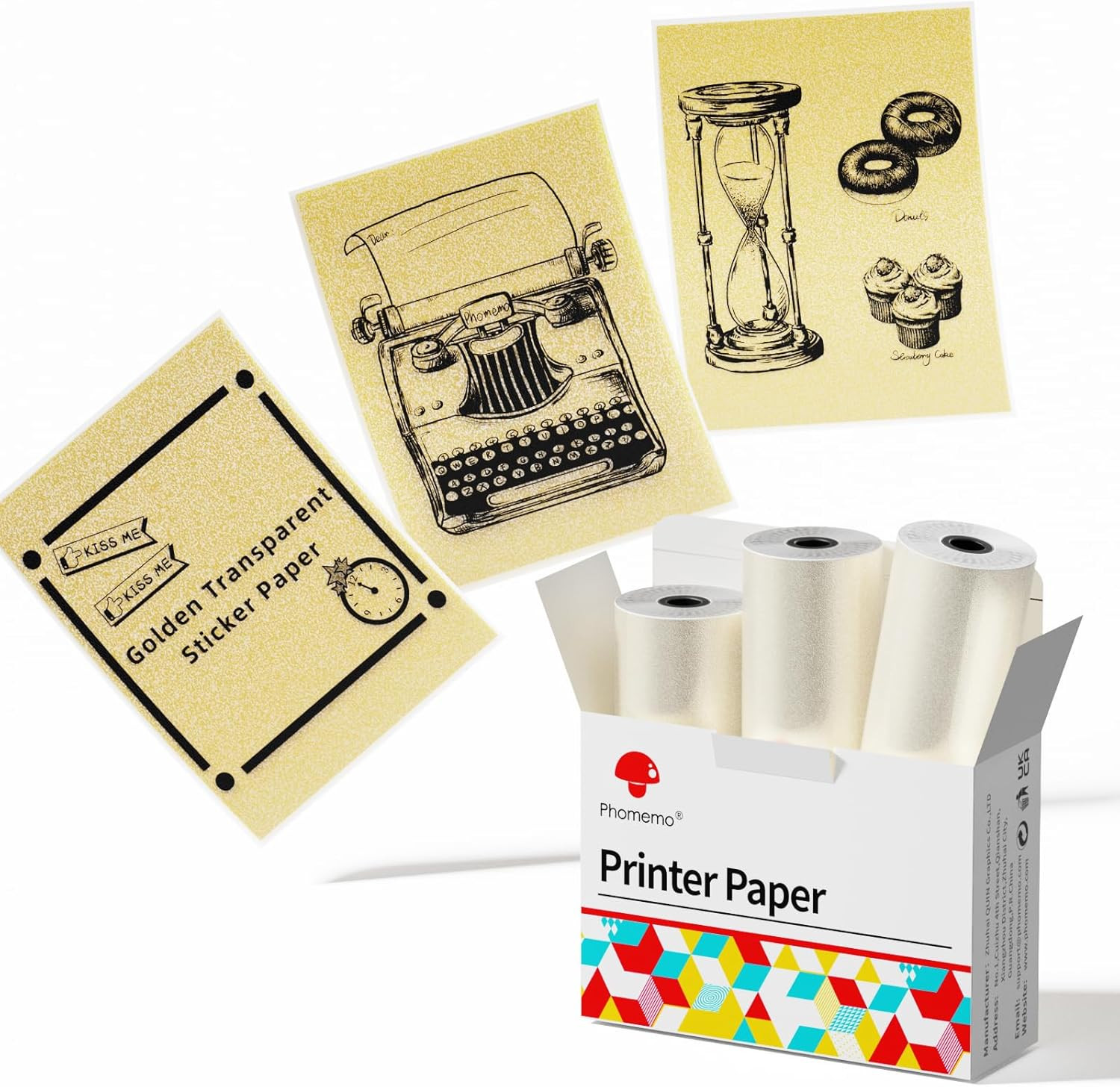 Golden Self-Adhesive Thermal Paper, Glossy Printable Sticker Paper Label for M0