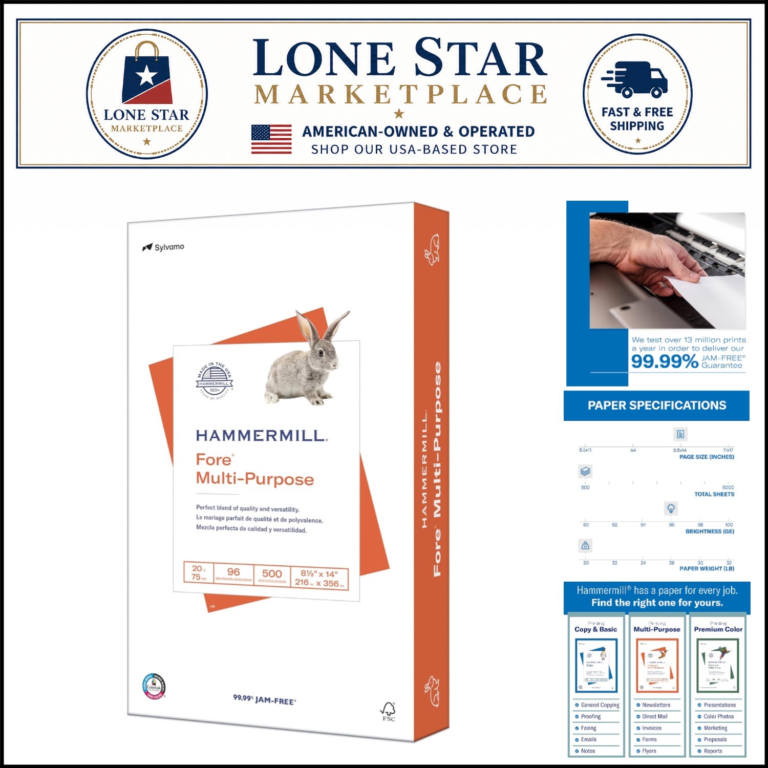Eco-Friendly 20 lb Copy Paper, 8.5×14, 500 Sheets – ColorLok Technology Enhanced