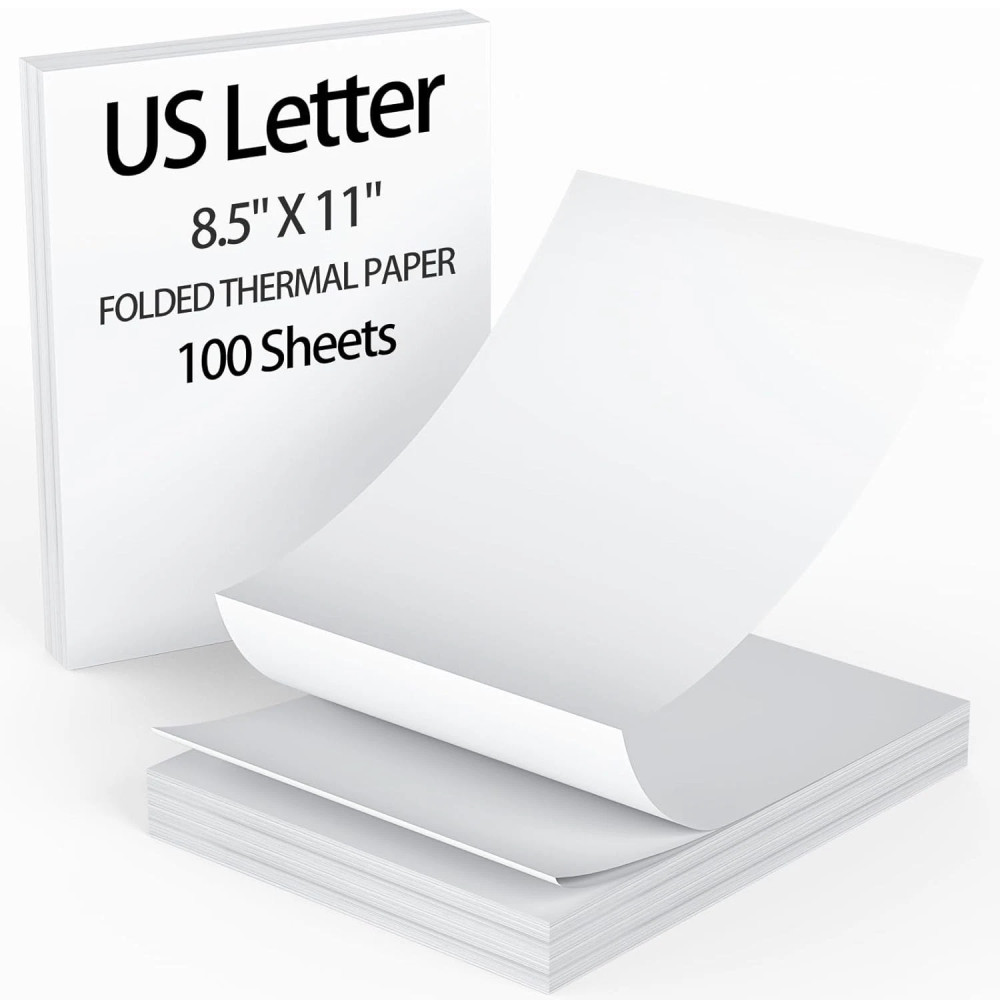 100 Sheets Thermal Printer Paper 8.5X11 Inch US Letter Size FOLDED THERMAL PAPER