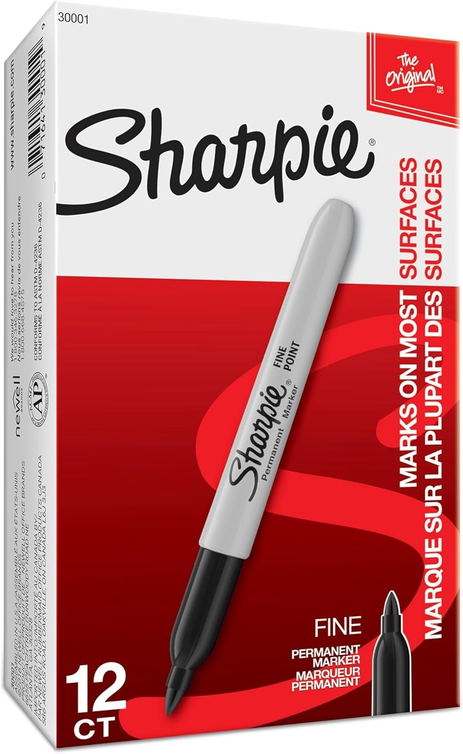 SHARPIE FINE POINT PERMANENT MARKER, BLACK, 12 COUNT
