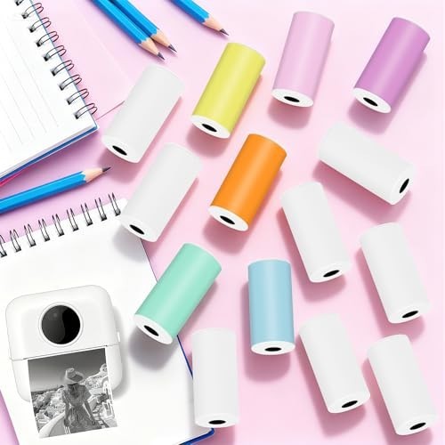 12 Rolls Mini Thermal Printer Sticker Paper – 57x25mm Self-Adhesive for DIY, Pho