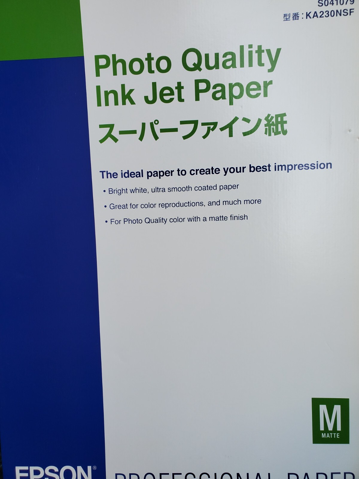 Epson Photo Quality Ink Jet Paper A2 16.5″ x 23.4″ 30 Sheets S041079