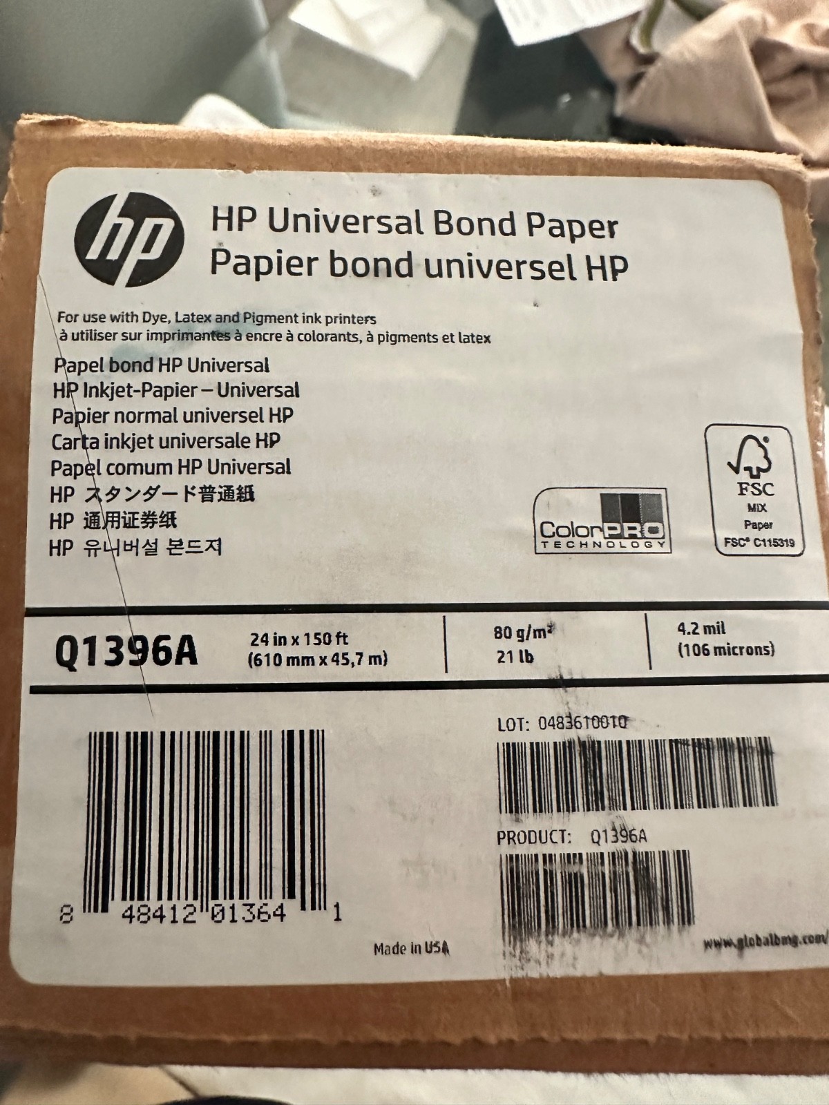 HP C1860A Bond Paper Roll 24″ X 150′ PRINTER PAPER