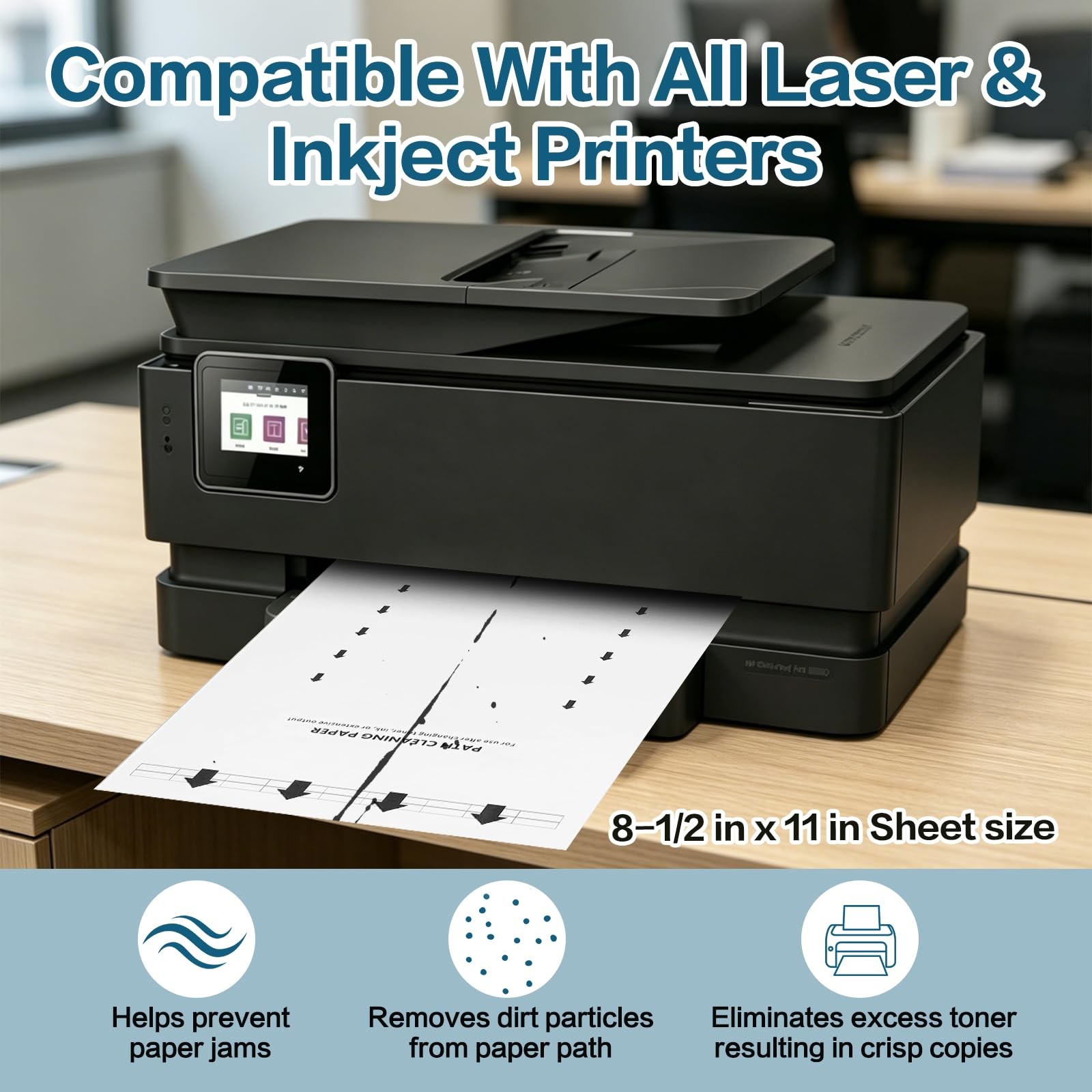  Printer Cleaning Sheets 25-Pack – Removes Ink, Dust & Debris for Laser & In…