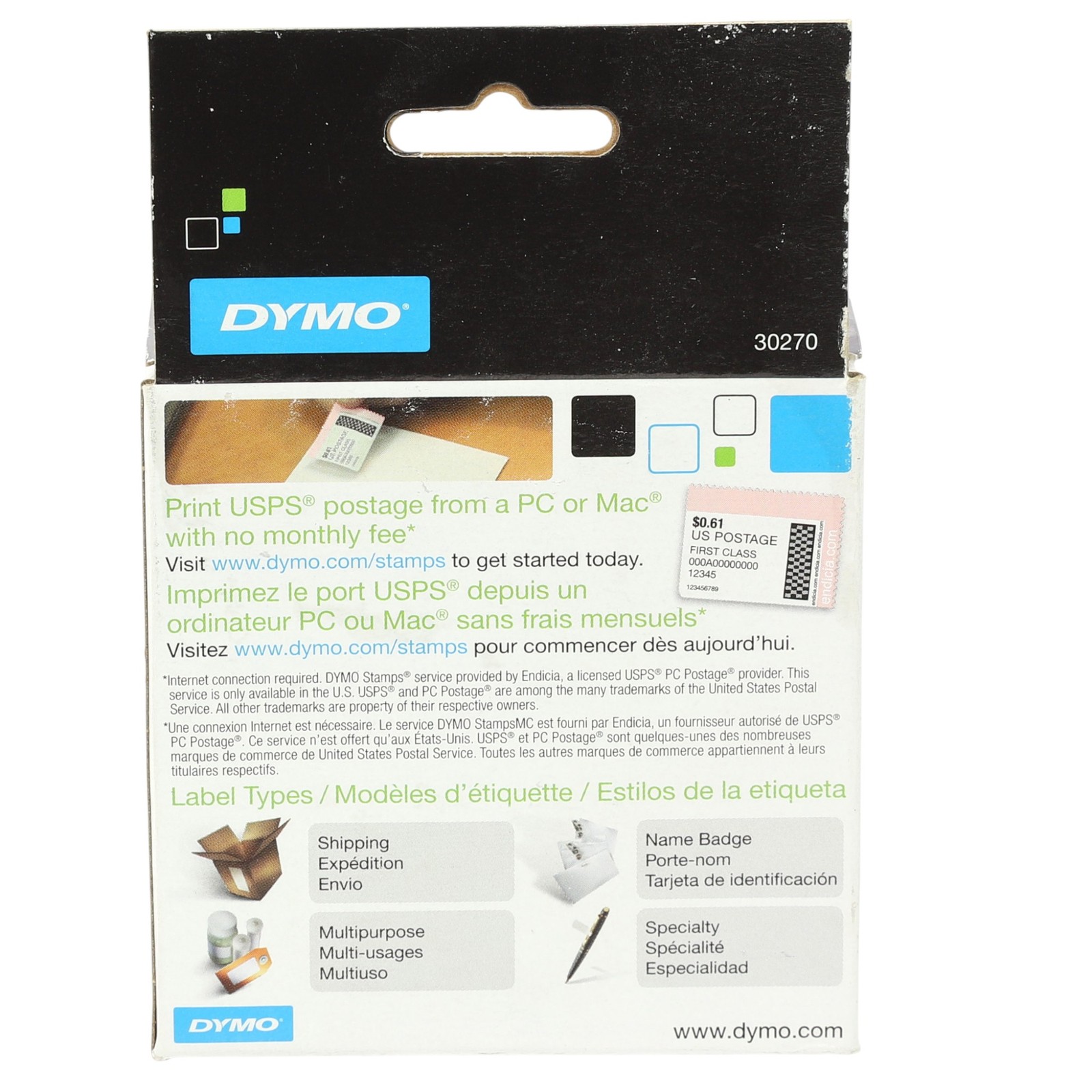 Lot of 10 DYMO 30270 White Continuous Paper Label Rolls LW 2-1/4″x300 NOS Sealed