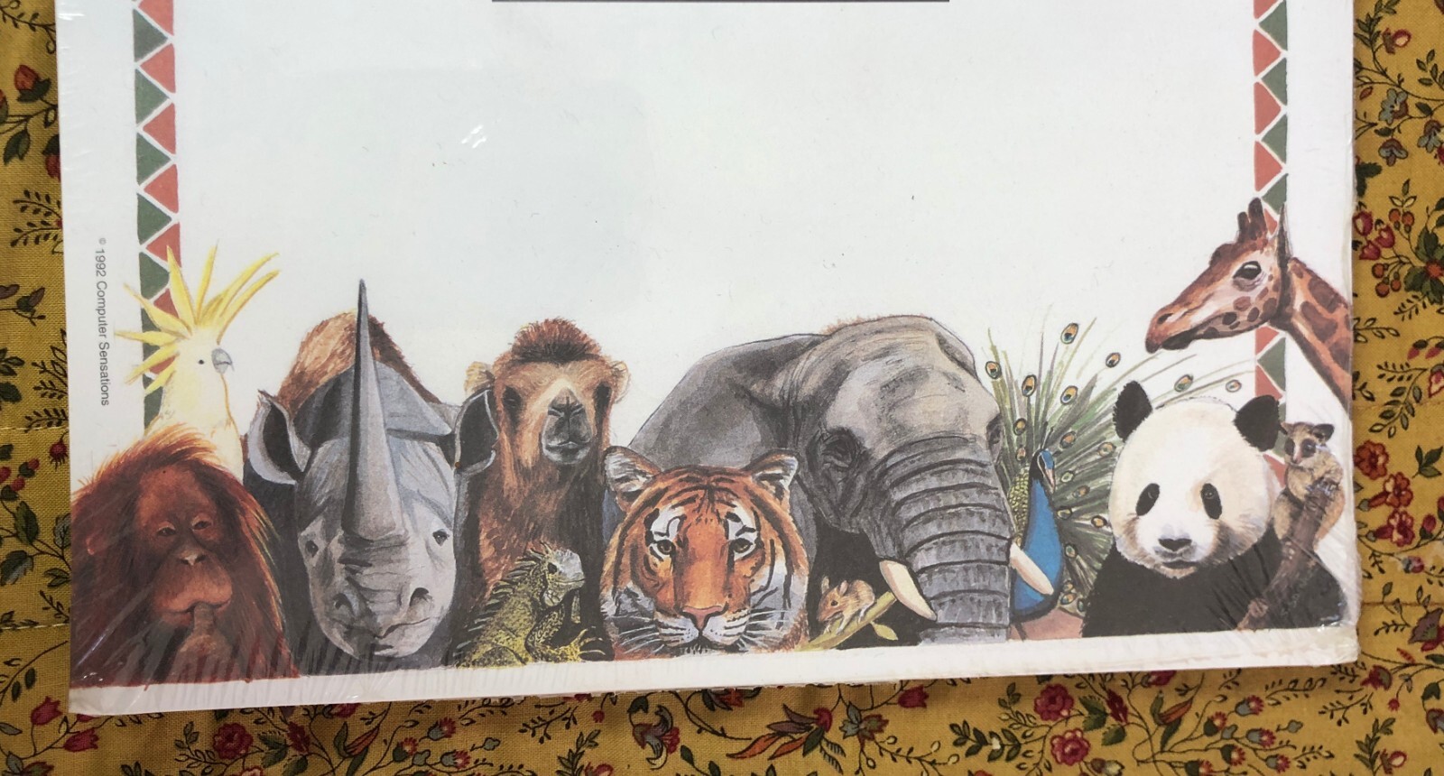 vtg 1992 Safari Animals Stationery Laser Paper 8.5 x 11 Deadstock 100 Sheets