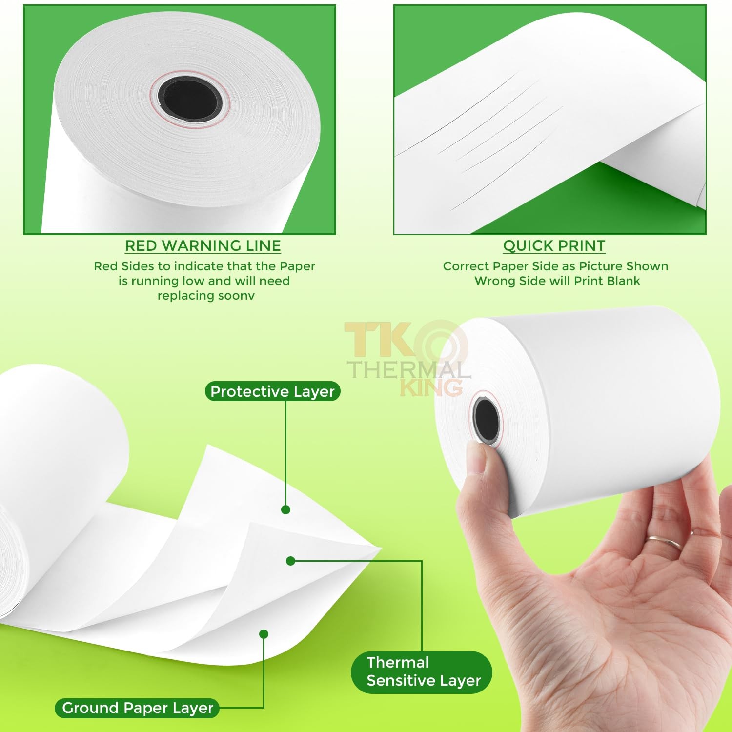 TK Thermal King, (30 Rolls) 3 1/8″ x 230′ Paper, 3-1/8″ x 230′, White