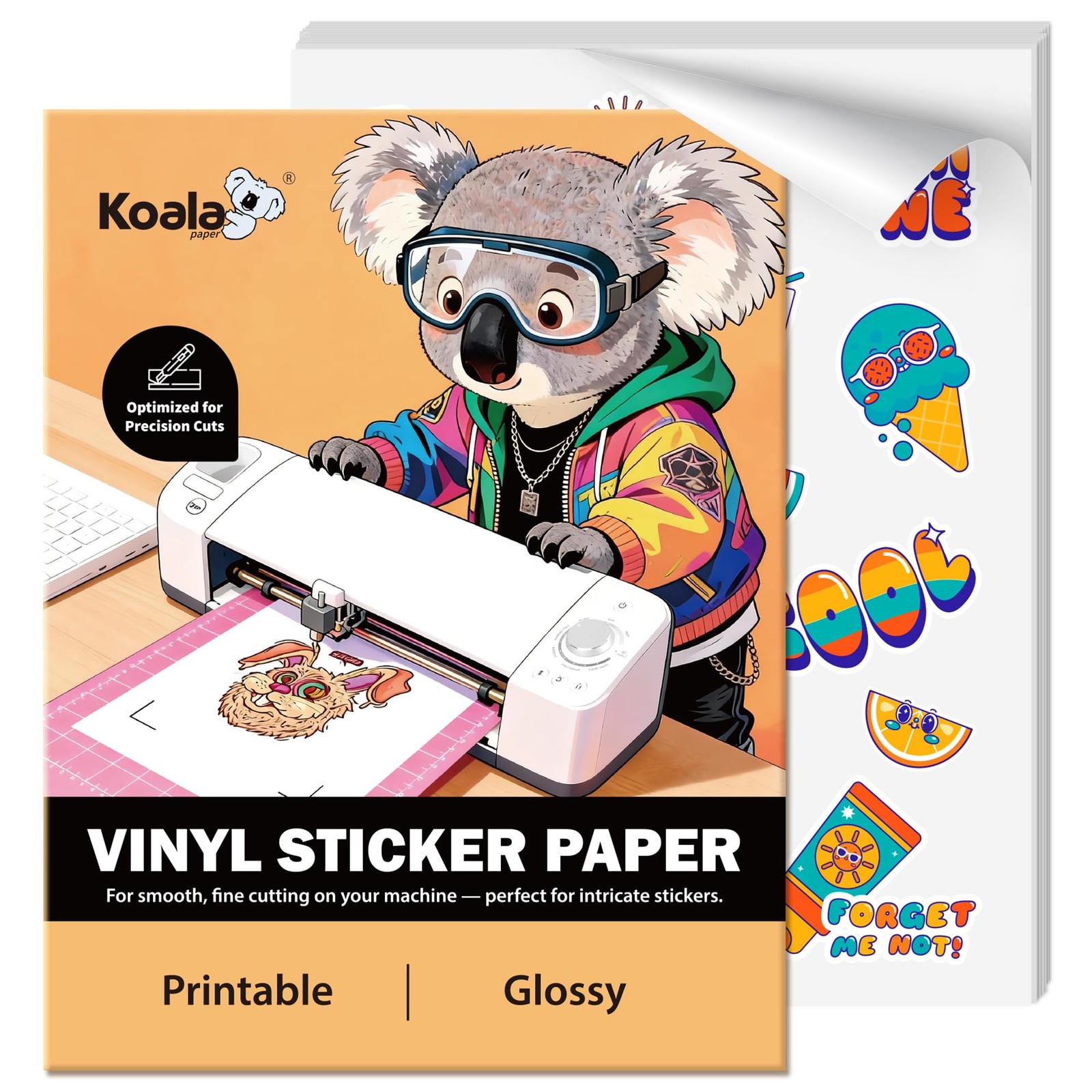 KOALA Premium Printable Vinyl Sticker Paper for Inkjet Printer & Laser, Tailo…