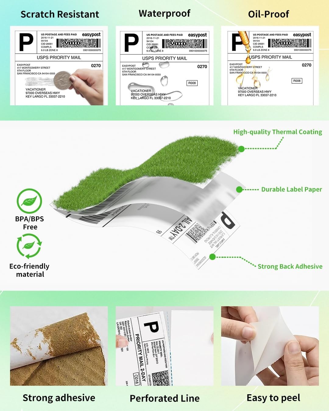 Phomemo 2″ Rainbow Color Thermal Label for Shipping Label Printer 500 Label/Roll