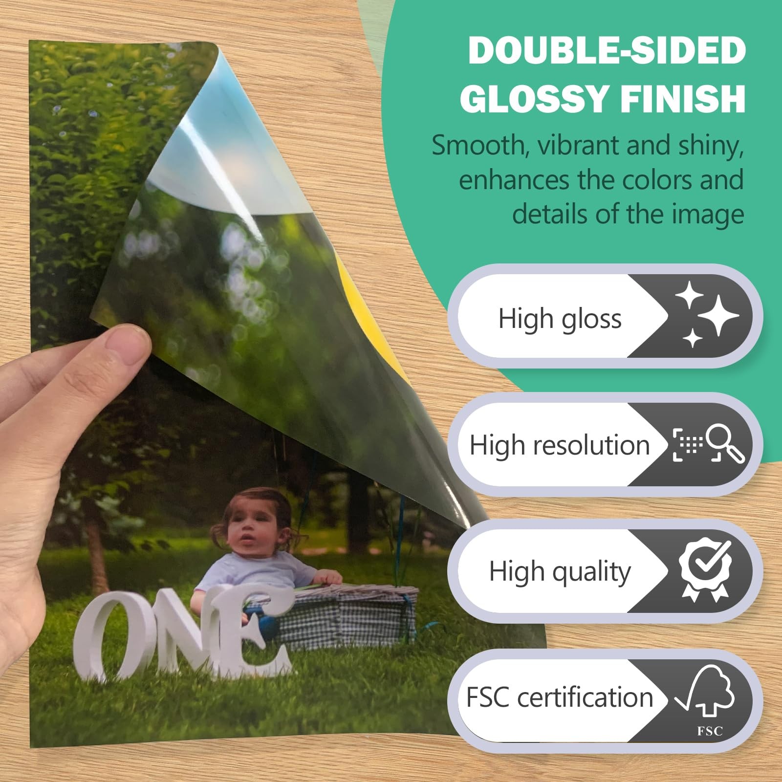 100 PCS 8.5×11 Inch Double Sided Glossy Photo Paper Thick Cardstock 61lb