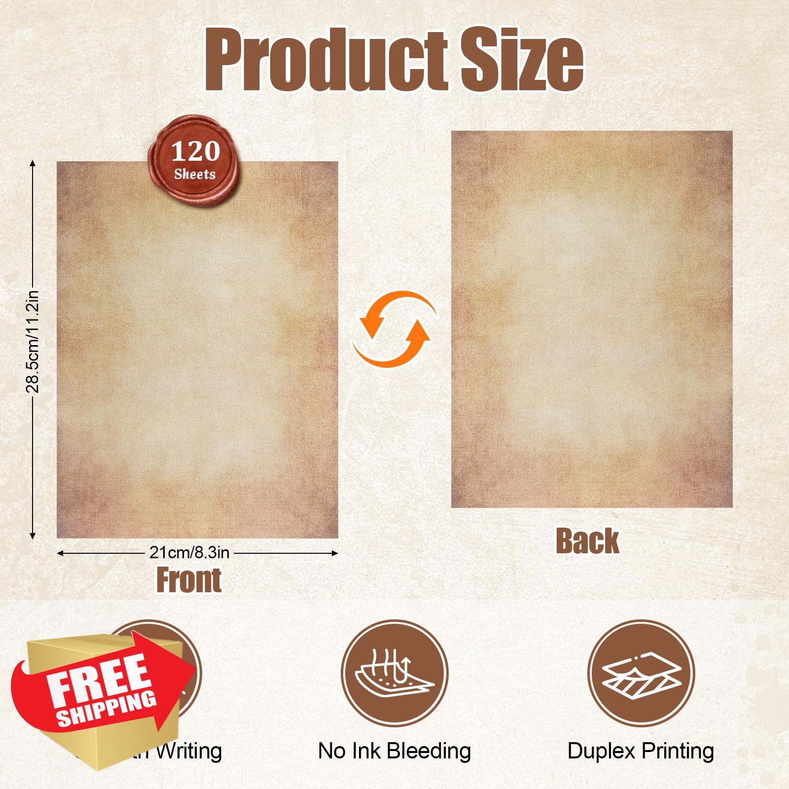 CraftyManor 120 Sheets Vintage Printer Paper