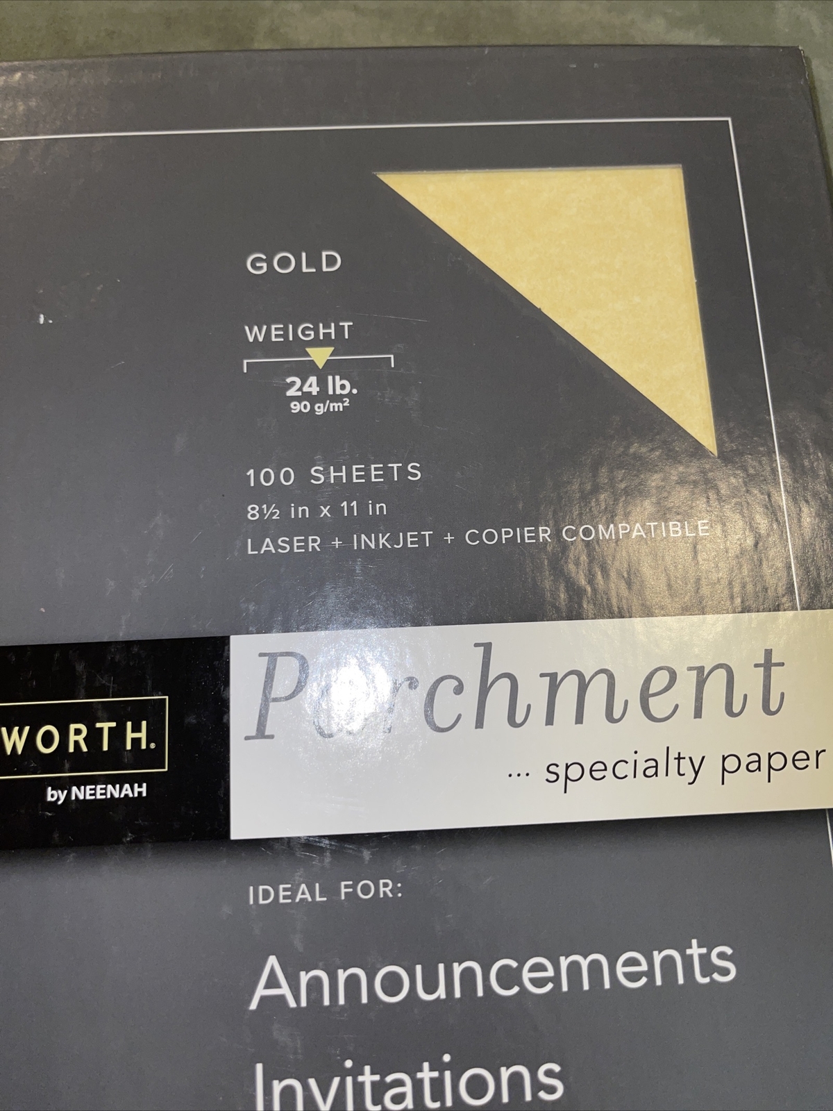 Southworth Parchment Specialty Paper, 24 Lb, 8.5 X 11, Gold, 100/Pack. New Pack