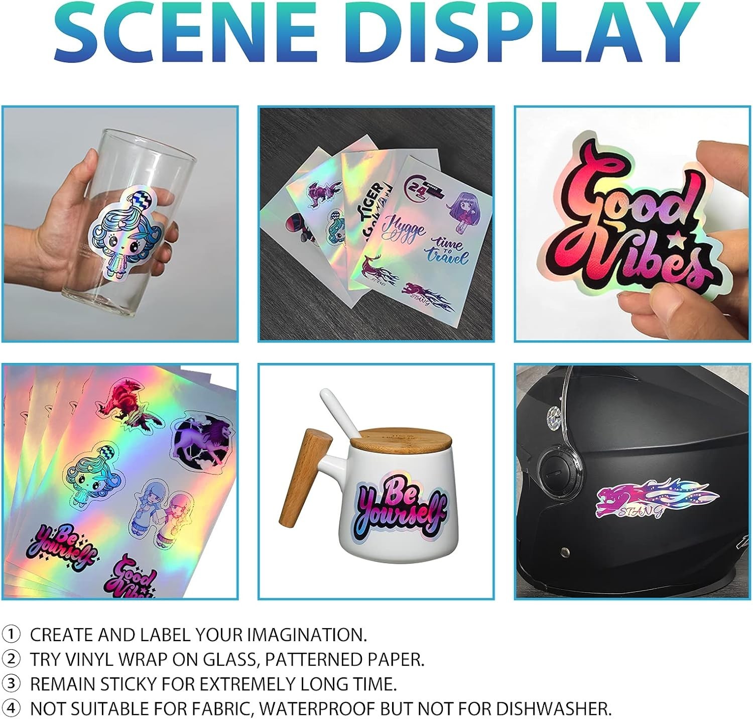 Holographic Sticker Paper for Inkjet & Laser Printer, 20 Sheets Printable Vin…