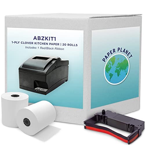 Kitchen Printer Paper for Clover Kitchen Receipt Printer 20 Rolls & 1 Ribbon