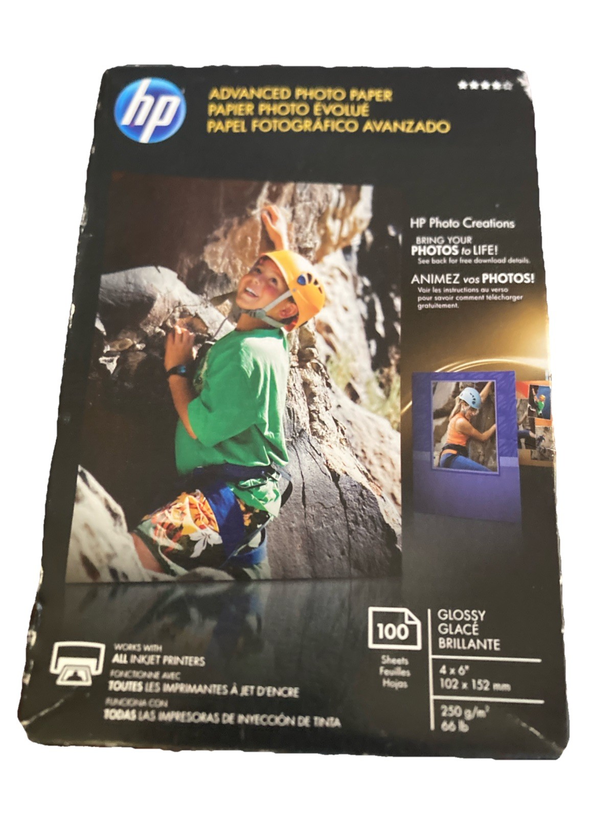 HP Advanced Glossy Inkjet Photo Paper 96 Sheets Of 100 4”x6″ Open Box, Open Bag