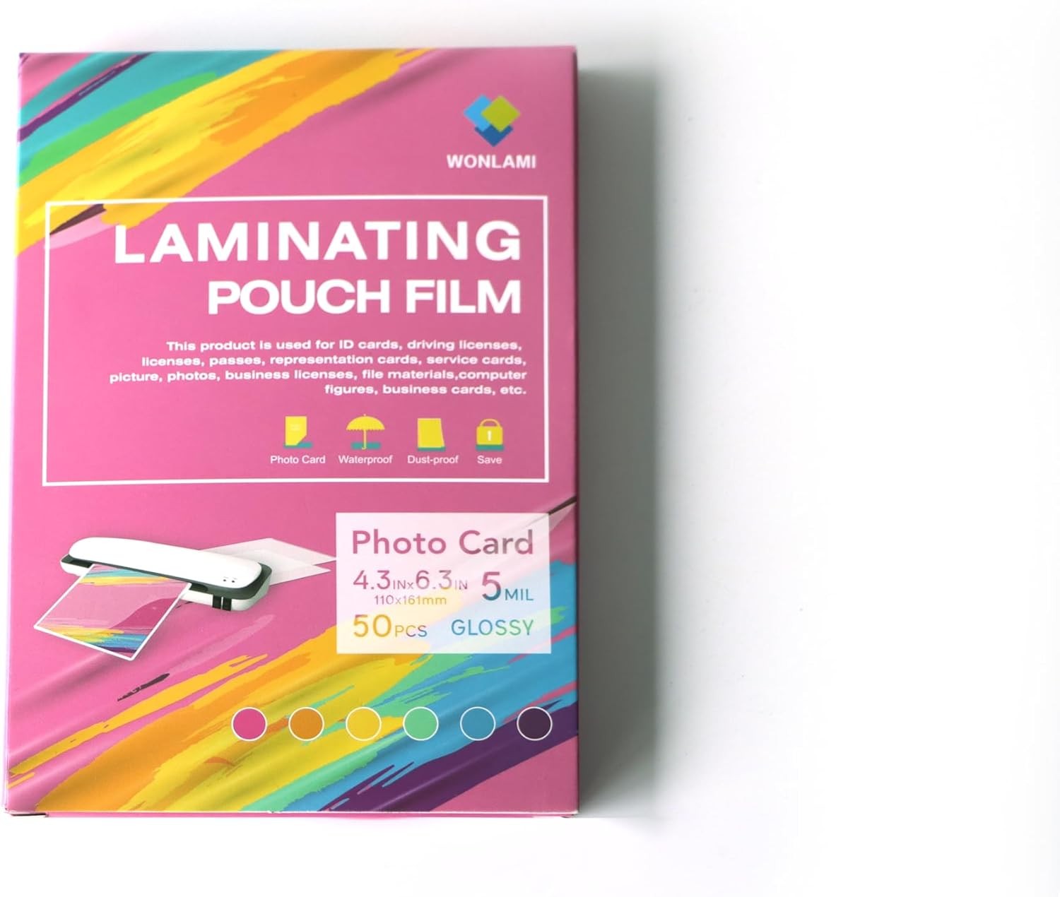 Thermal Laminating Pouches 6.3 x 4.3-Inch Laminating Sheets, 50-Pack, 5mil