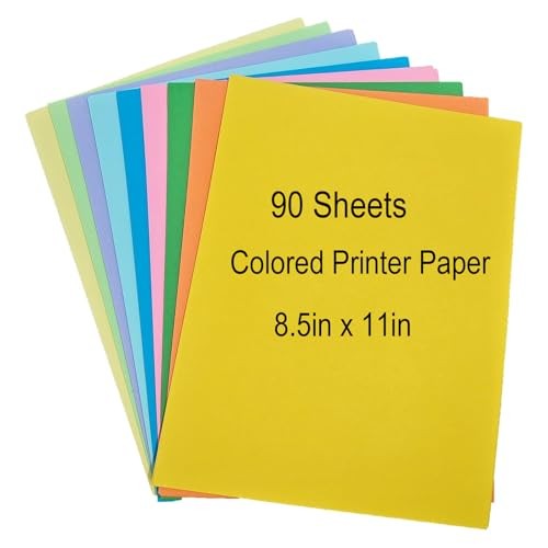 Colored Copy Paper 8.5 x 11 Printer Paper Sheets Colorful Paper 90 9 colors