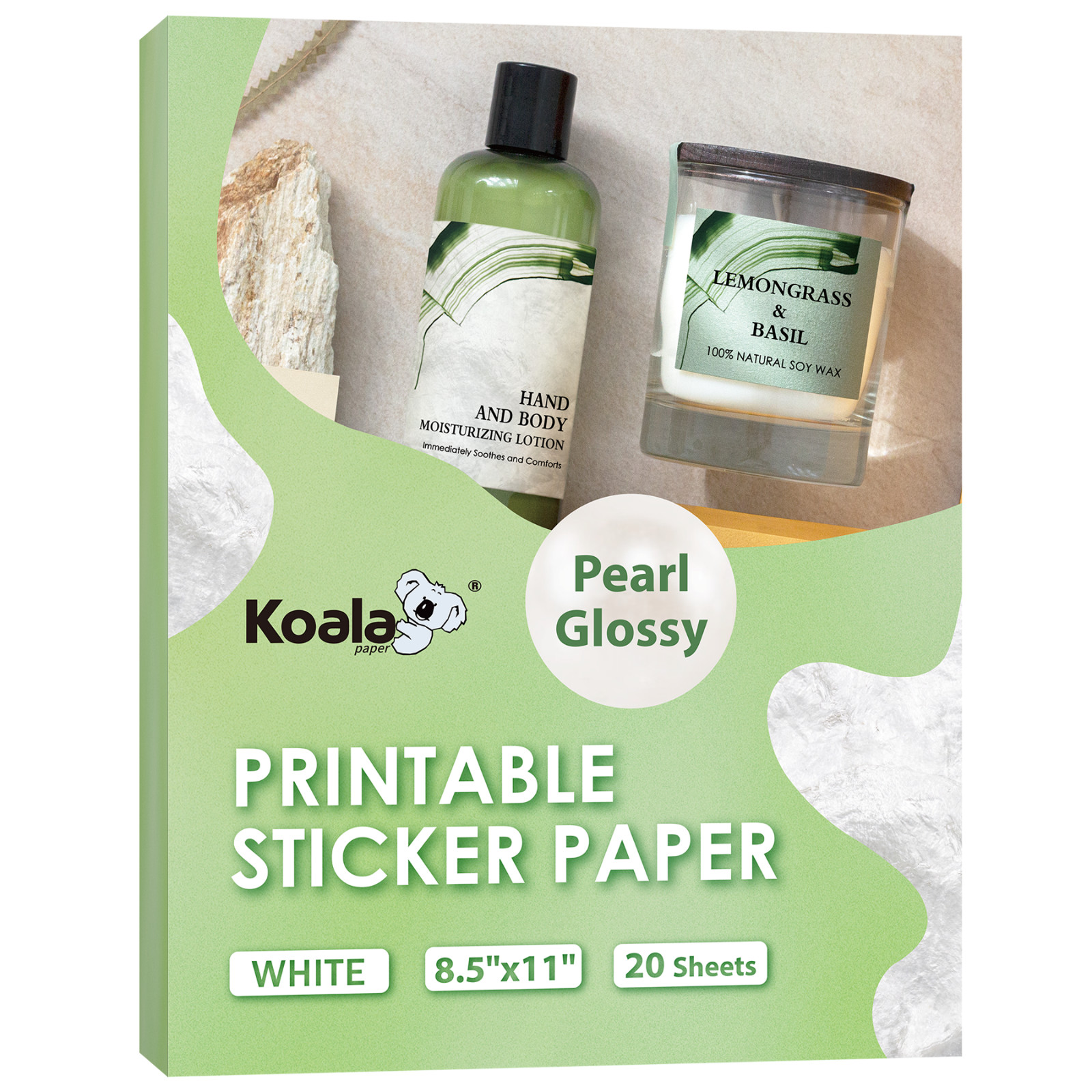 20-80P Koala Sticker Paper for Inkjet +Laser Printer 8.5×11 Pearl Glossy Sticker