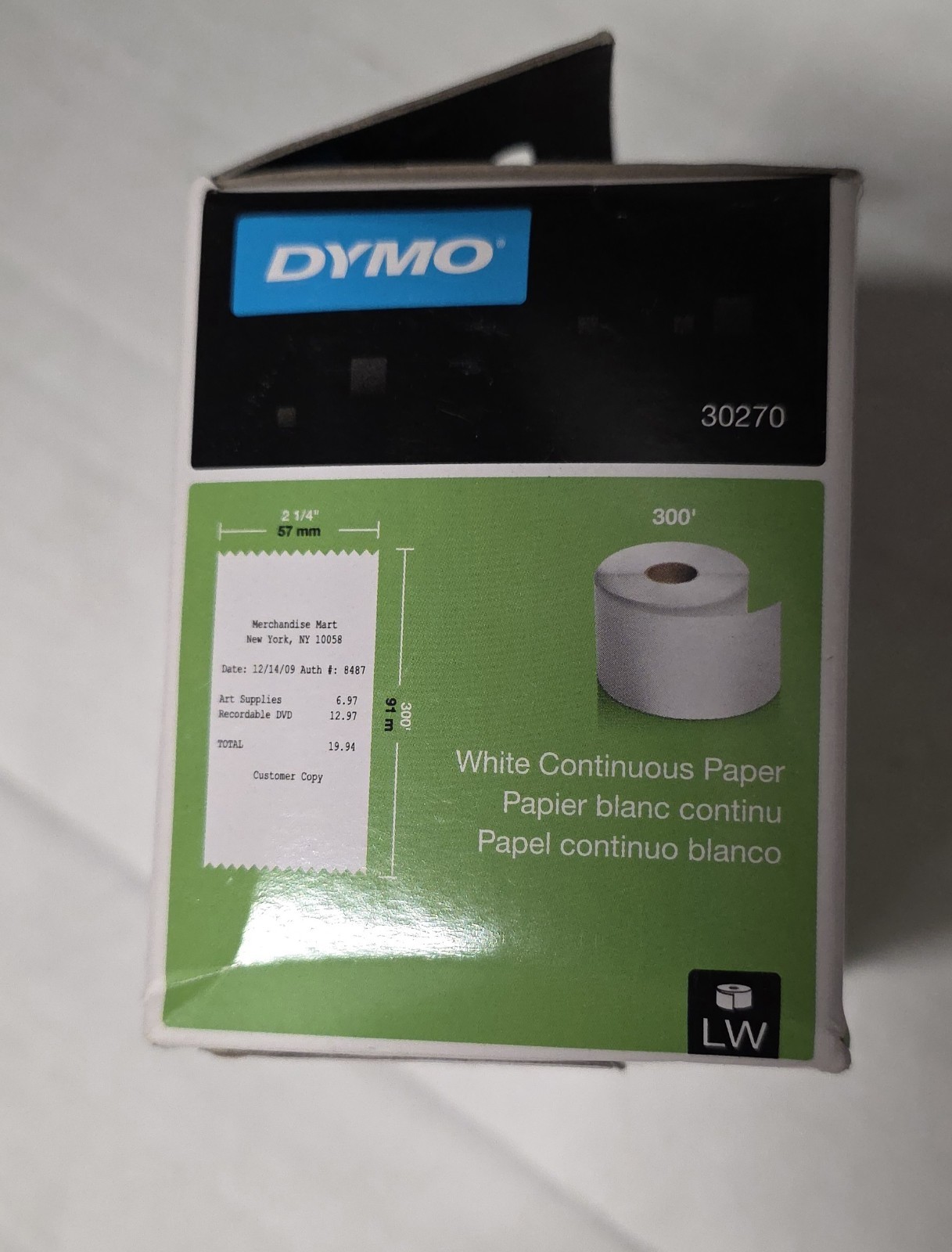 DYMO LabelWriter Continuous-Roll Receipt Paper 2-1/4″ x 300 White model # 30270