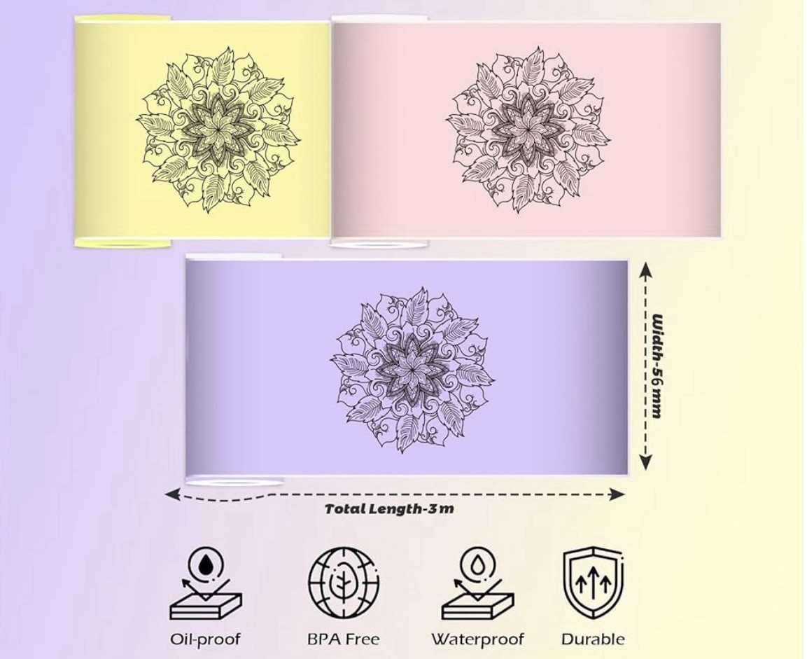 12 Rolls Colored Printer Paper, Self-Adhesive Thermal Paper