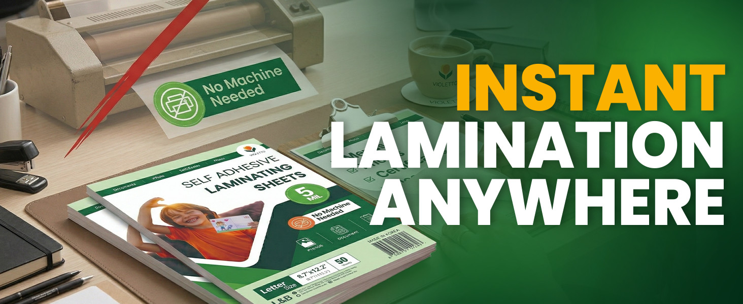 5mil Self-Adhesive Laminating Sheets 20 Pack, Letter Size, 8.7 x 12.2 Inches