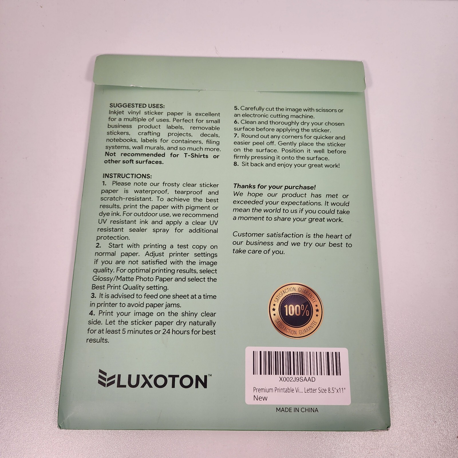 Luxoton Premium Vinyl Sticker Paper for Inkjet Printer 15 Glossy 15 Matte Sheets