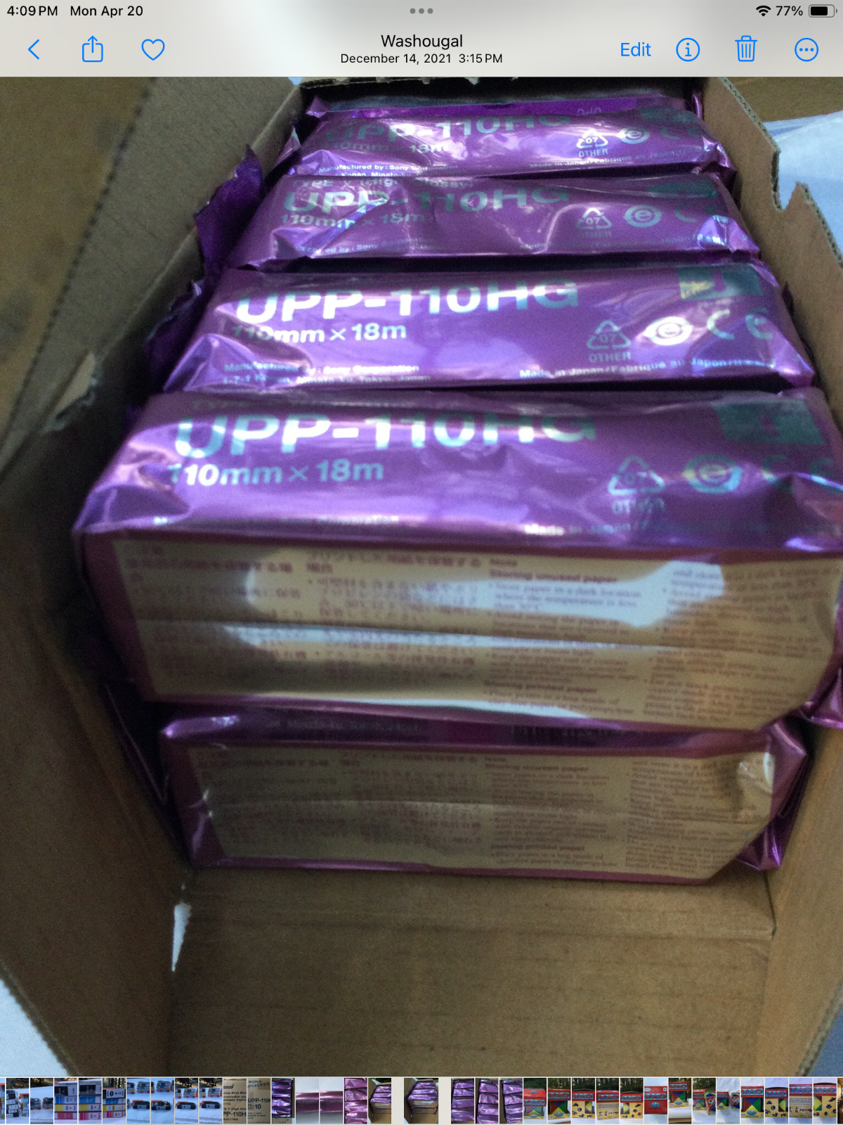 5 Rolls UPP-110HG High Gloss Ultrasound Paper Type V, UPP-110HG Sony Compatible