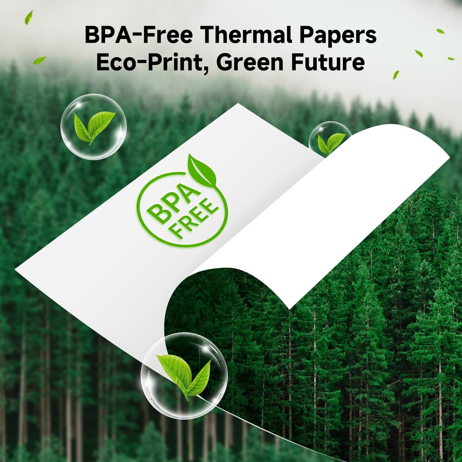 200 Sheets 8.5×11″ BPA Free Inkless Thermal Printer Paper, Continuous Folding, C