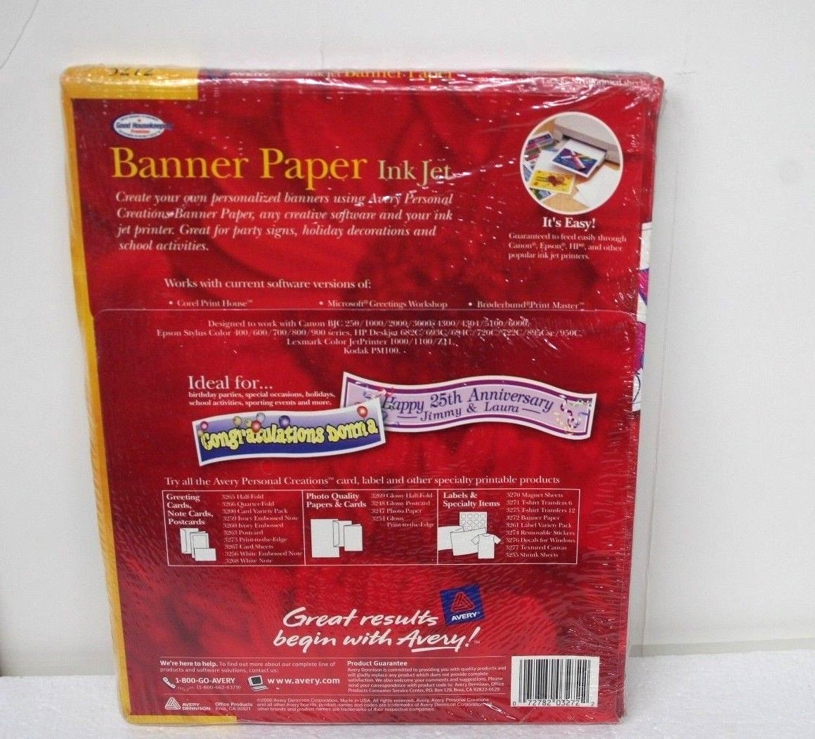 Avery 3272 INKJET BANNER PAPER GREAT FOR PARTY SIGNS WELCOME HOME SIGNS HOLIDAYS