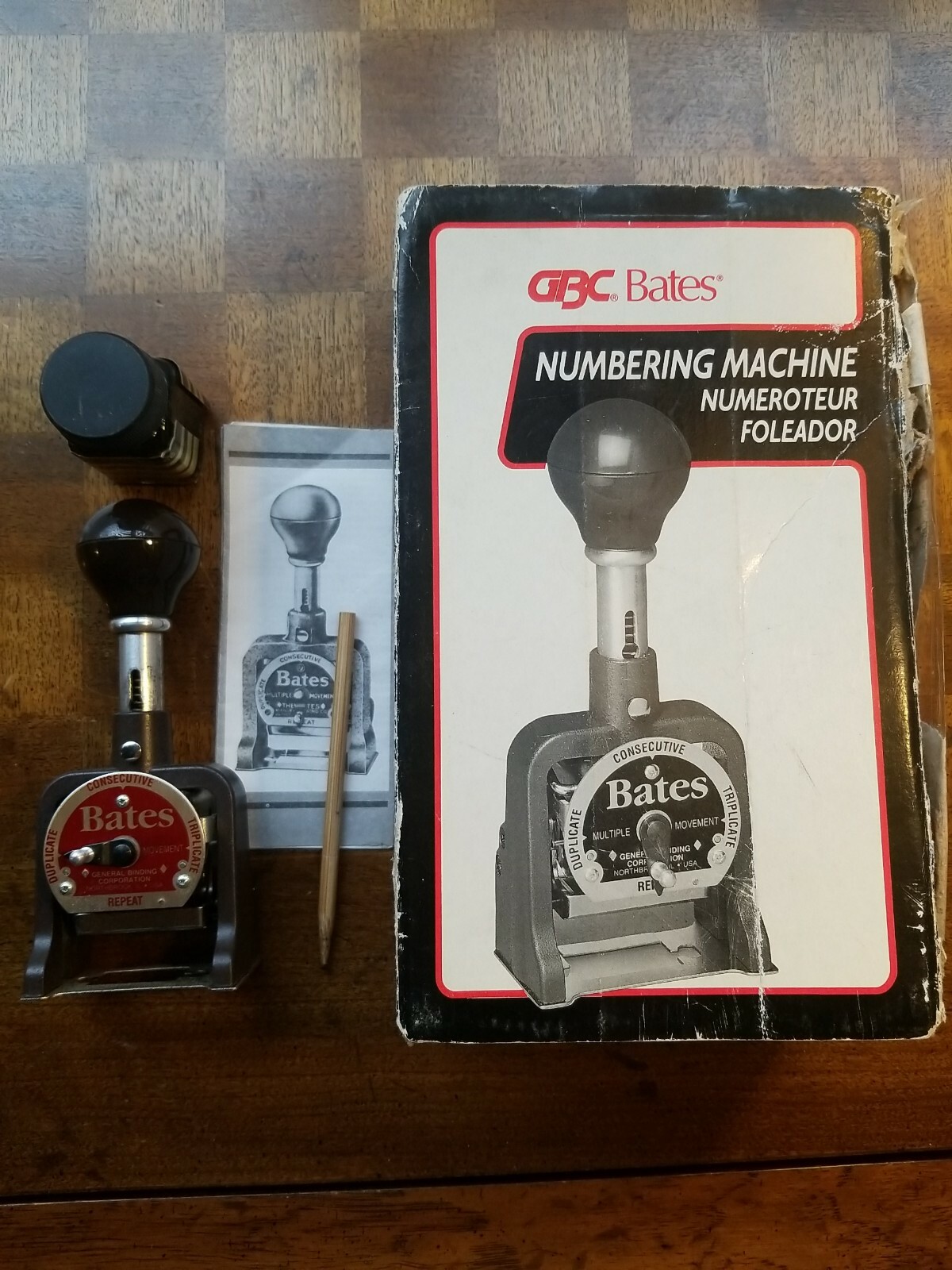 Bates Multiple Movement Numbering Machine, Six Wheels, Re-Inkable, Size E