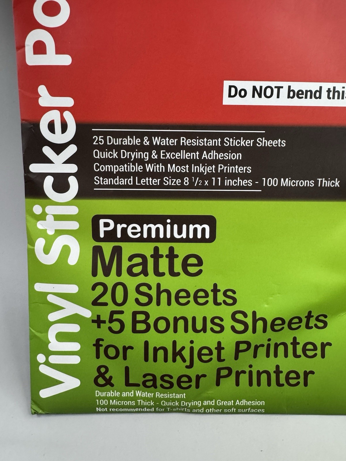 JOYEZA Premium Matte Printable Vinyl Sticker Paper • Inkjet & Laser Printer•New