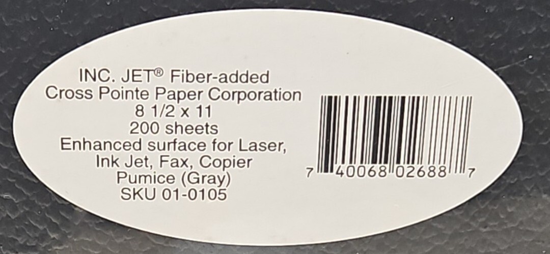 Fiber Added Paper Premium Weight Laser Ink Jet Copier Pumice Gray 200 sheets