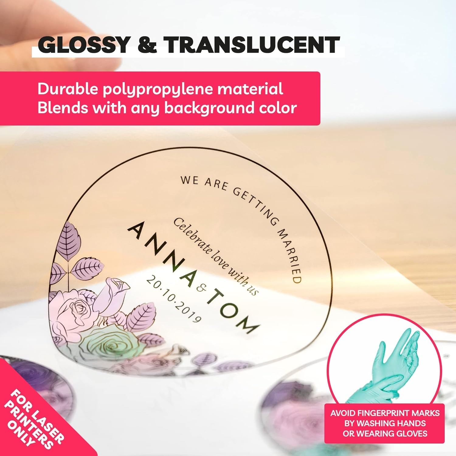 Biodegradable Clear Sticker Paper 20 Sheets 8.5 x 11 Inch Durable for Crafting