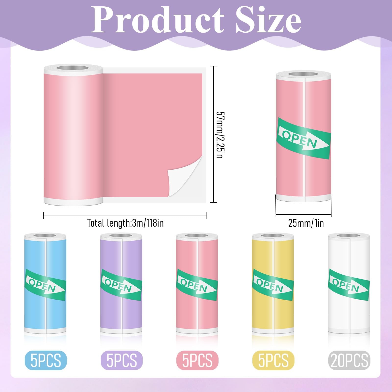 40 Rolls Mini Printer Thermal Sticker , -Adhesive Thermal Printer 20 Rolls of…