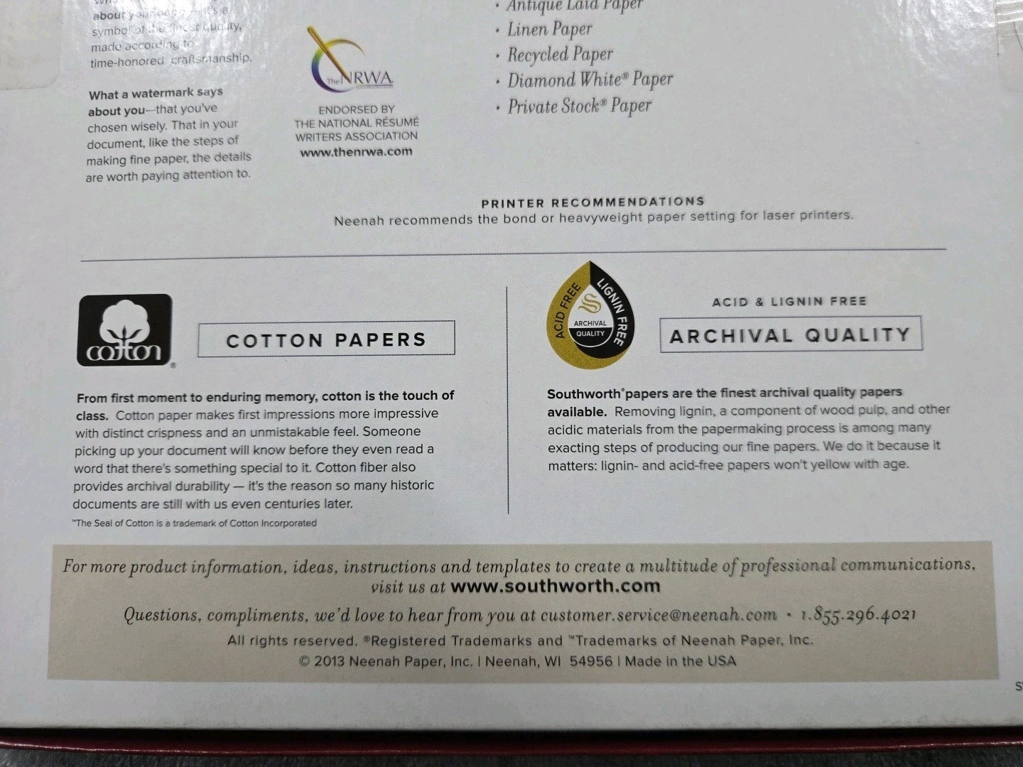 SouthWorth Resume Paper.100% Cotton.Laser,inkjet .Ivory Color .100 Sheets. 24LB