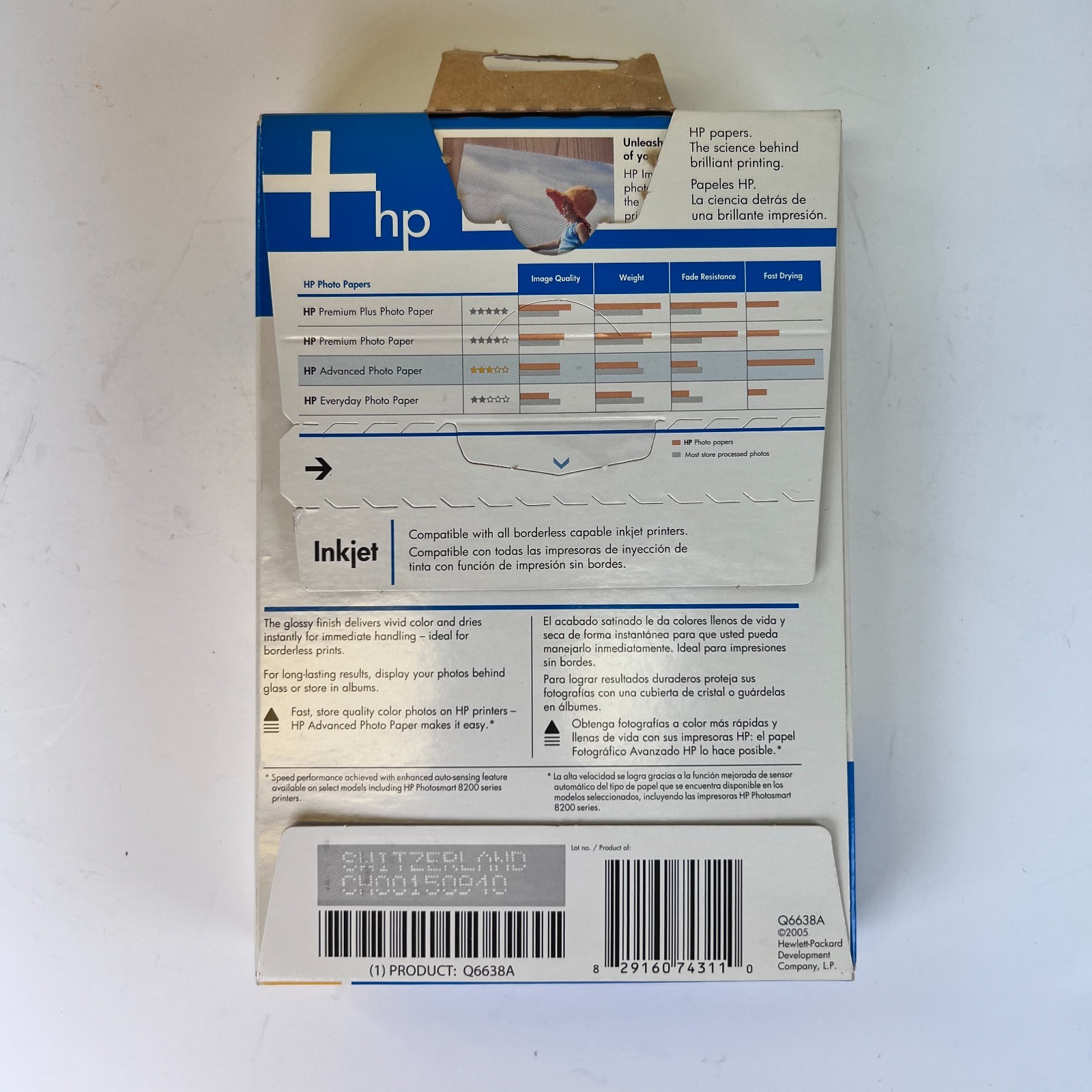 HP Advanced Photo Paper Glossy 4×6 Borderless 100 Sheets Q6638A Inkjet 210 g/m²