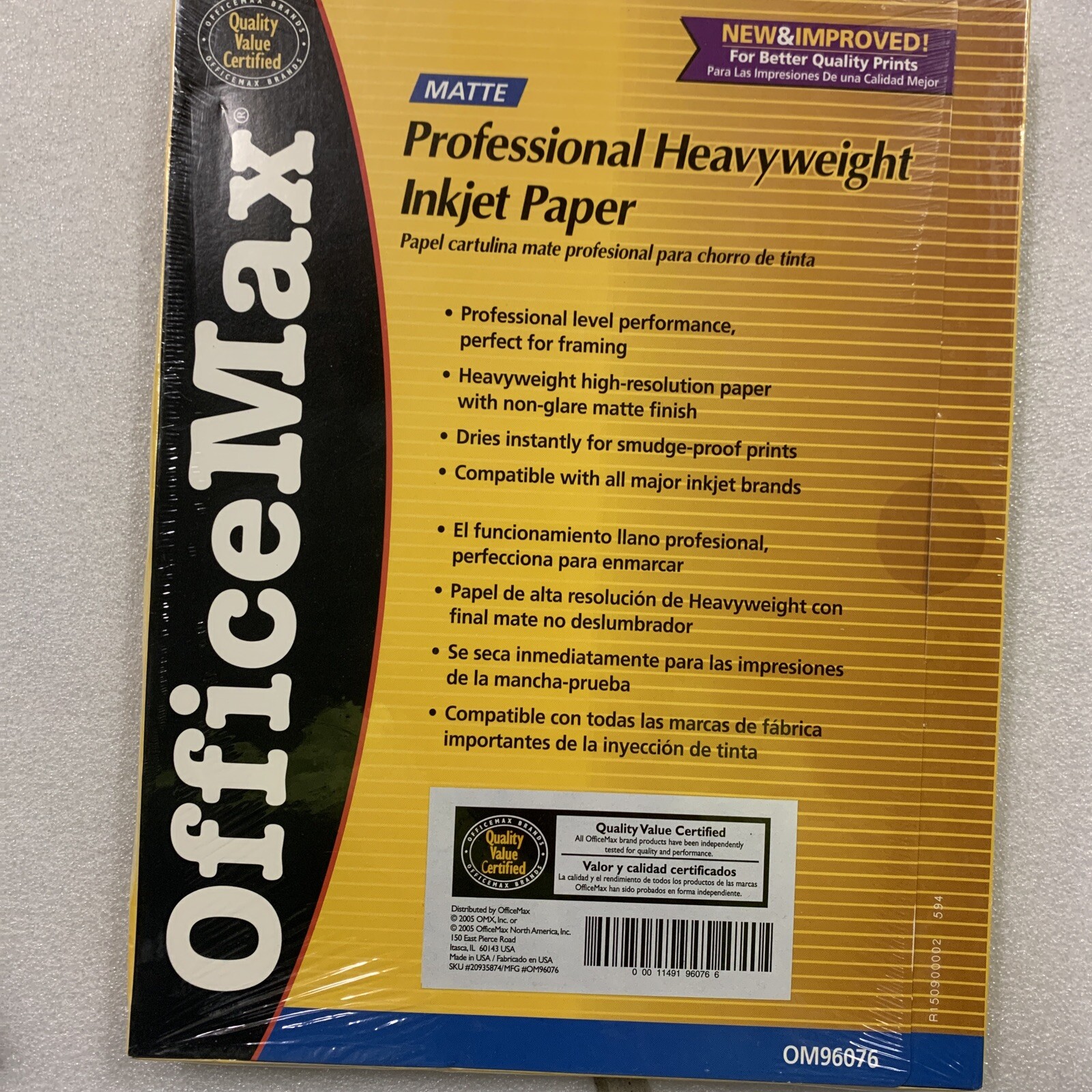 New Office Max Matte Professional Heavyweight inkjet paper,50-sheets (8.5”x11”)