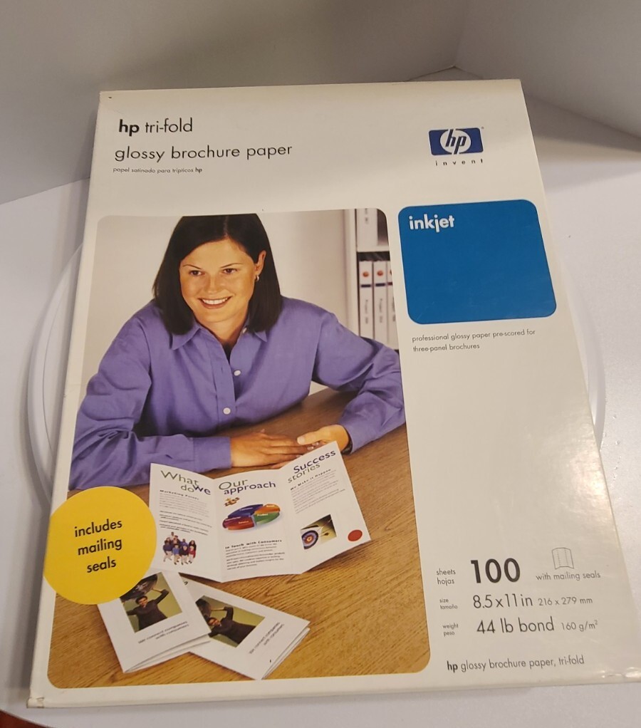 New HP Trifold Glossy Brochure Paper C7020A Inkjet Mailing Seals Lot Of 2