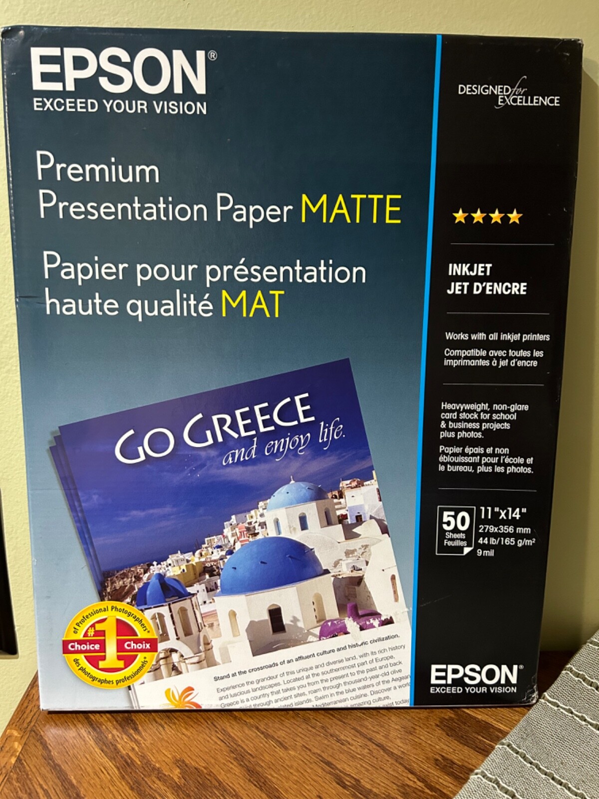 Epson – S041468 – Premium Matte Presentation Paper, 44 lbs., 11 x 14, 50 Sheets