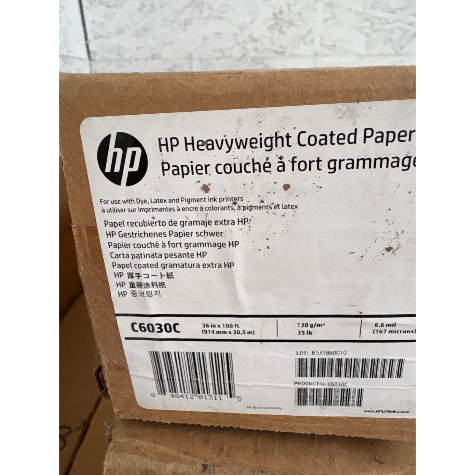 HP C6030C Heavyweight coated paper 36″ x 100″ NEW 35lb 6.6 mil