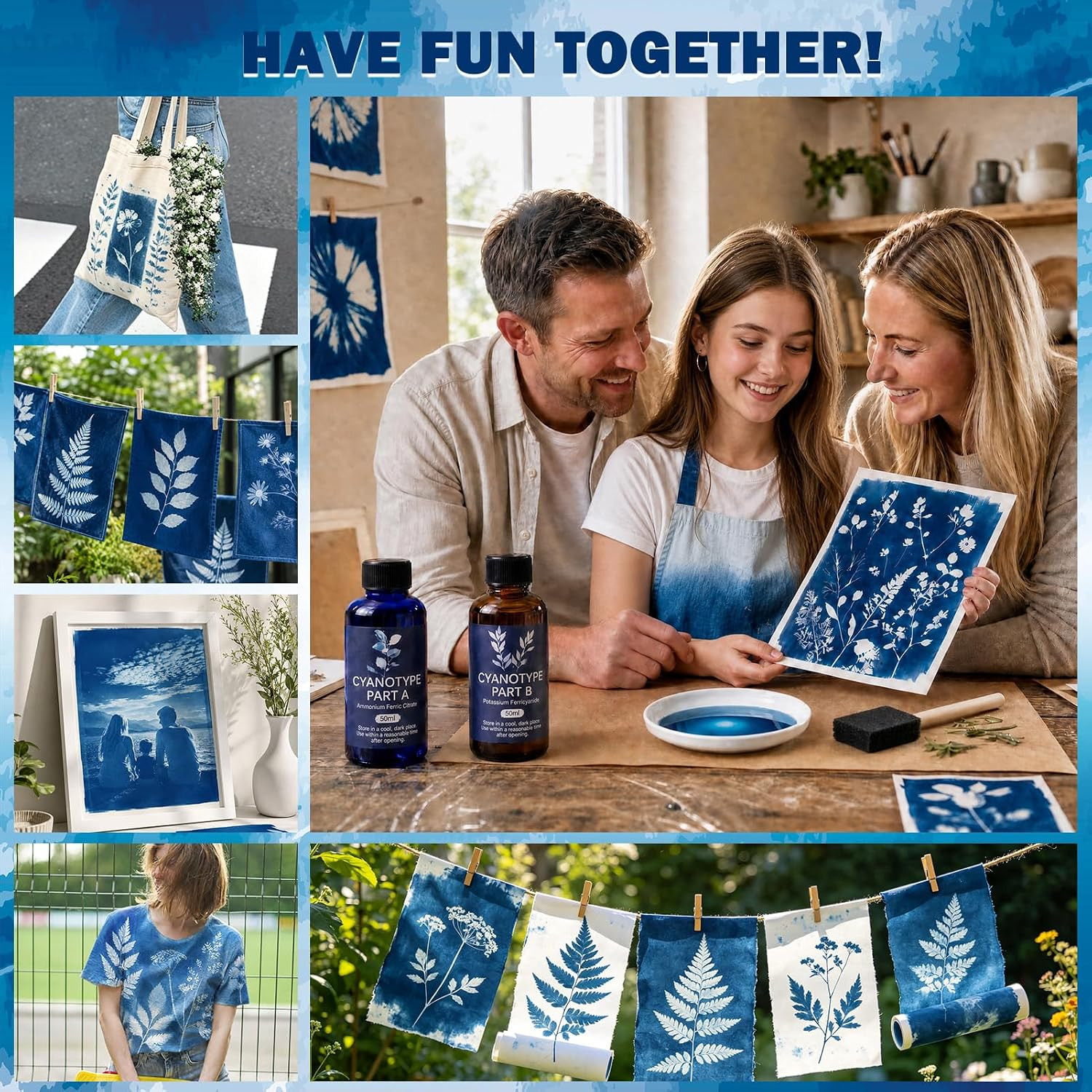 Cyanotype Kit, 5Pcs Cyanotype Solution Set with Cyanotype Part a and B, Sun Prin