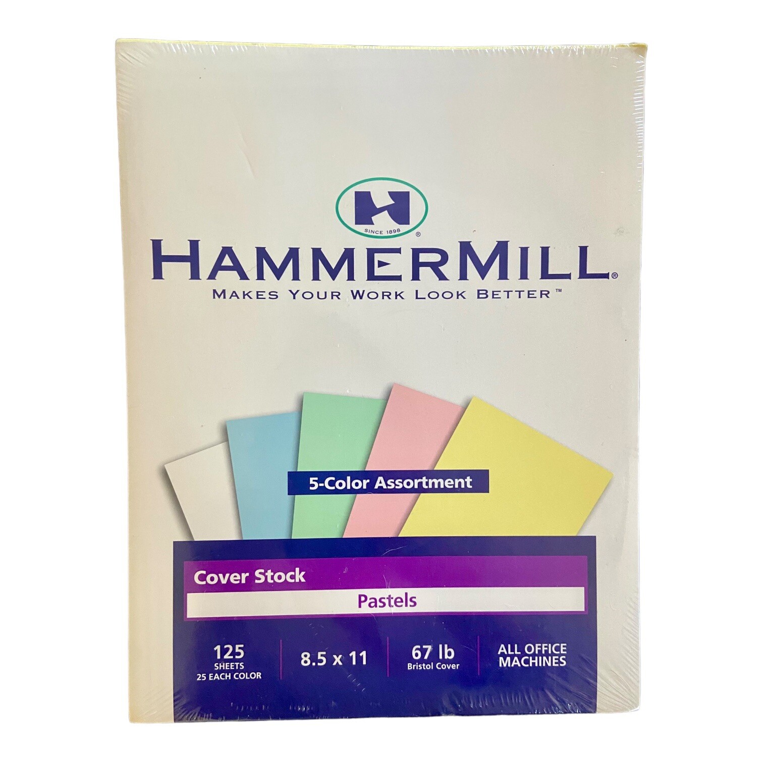 Hammermill Pastels Bristol Cover Stock 5-color 67 lb 125 Sheets / 25 Each Color