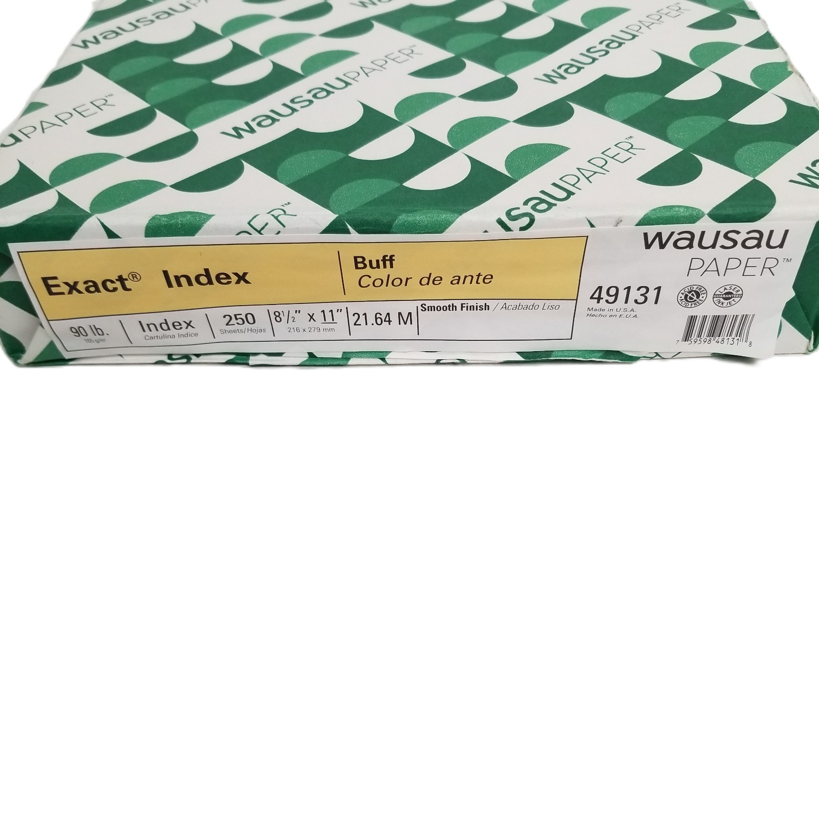 Wausau Exact Index Cardstock 90lb Buff 8.5×11 250 Sheets Smooth Paper 49131