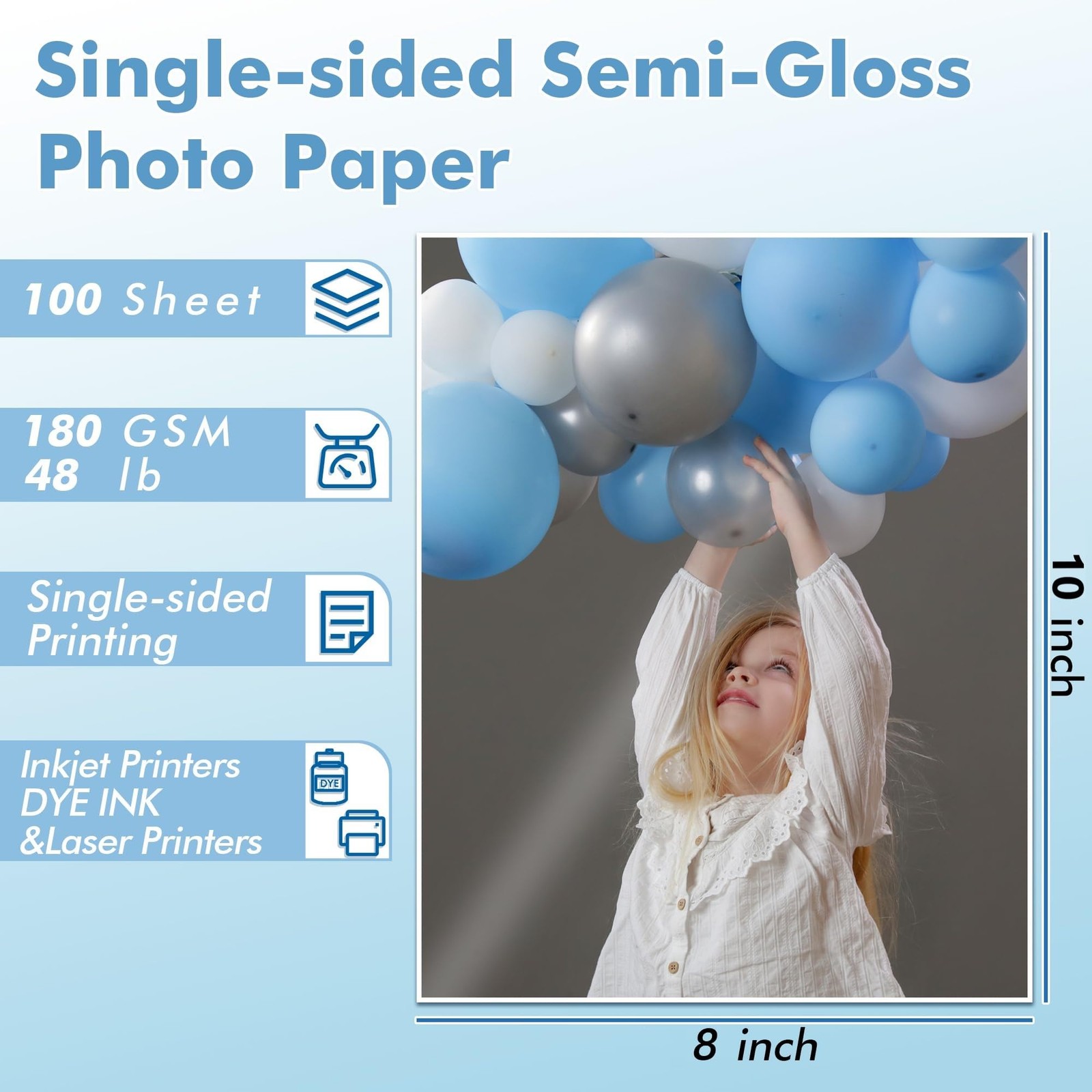 Koala Semi-Gloss Photo Paper 8X10 Inches 100 Sheets for Inkjet and Laser Prin…