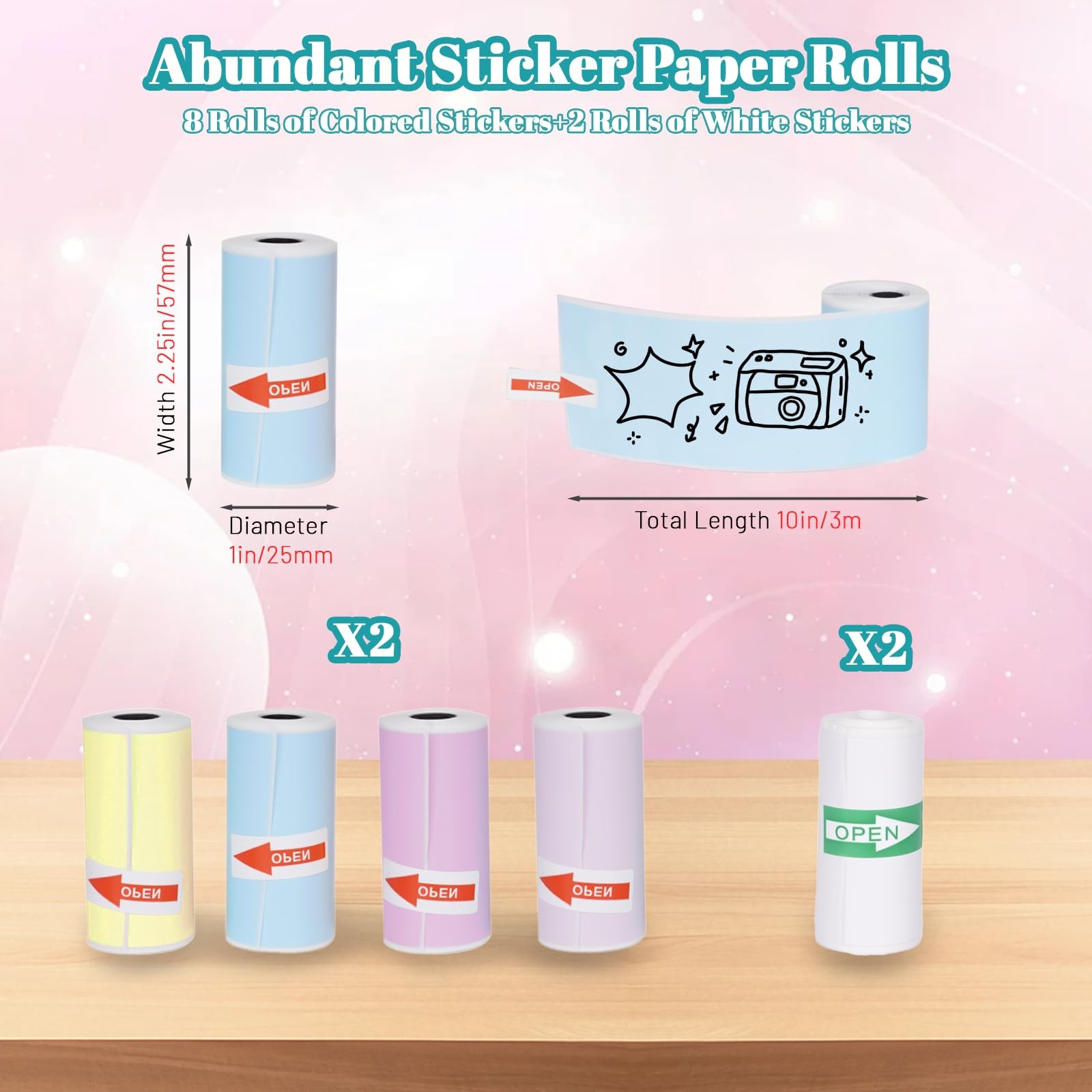 10 Rolls 57 x 25 mm Sticker Printer Paper,Self-Adhesive Compatible with Most …