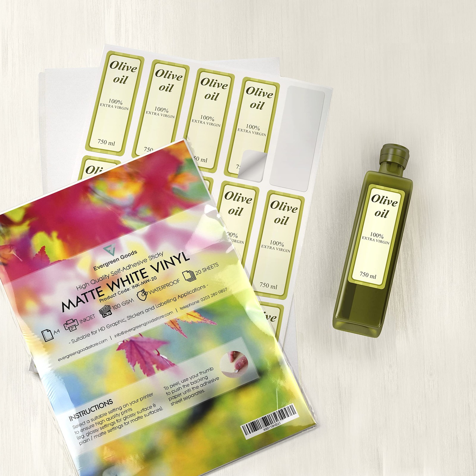 Evergreen Goods 20 Sheets Premium A4 Matte White Waterproof Vinyl PVC Self…