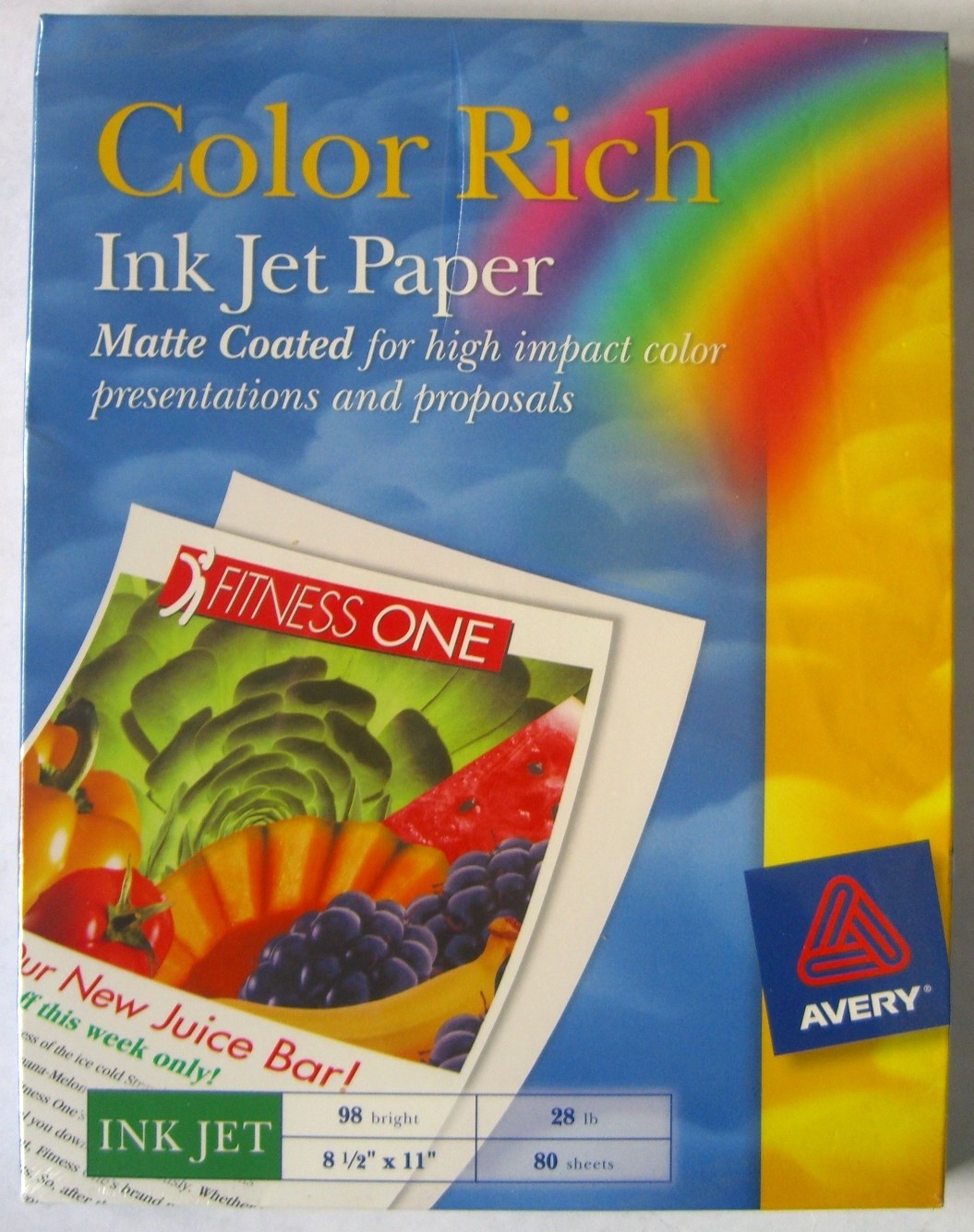 Avery Color Rich/Matte Coated Inkjet Paper 98 Bright 28LB 80Sheets 8.5″ x 11″